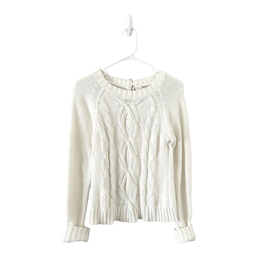 Arizona Jeans Chunky Knit White Cable Sweater Girls Size XL 14/16